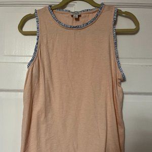 J. Crew, size medium, pink tank top; blue and white hem
